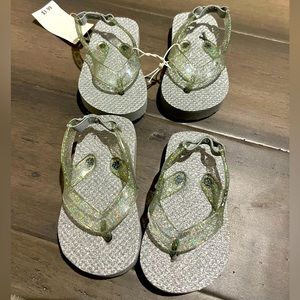 Baby Girl Gray/Silver Flip Flops - 2 Pack